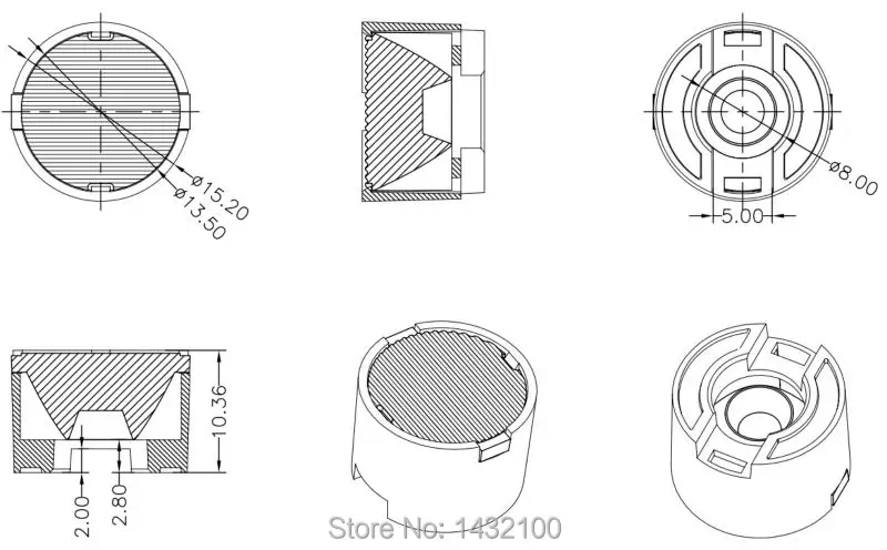 15x60degree -diameter 15.2mm for Luxeon K2 -Prolight-Seoul P4- Mini Led Lens(HX-LM15-F2)