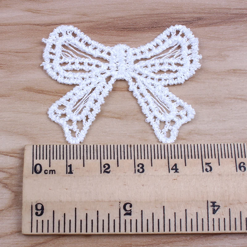 30pcs White Betterfly Lace Applique Bow Trims for Sew Clothing DIY Garments Accessories Guipure Lace Fabric Handmade Craft