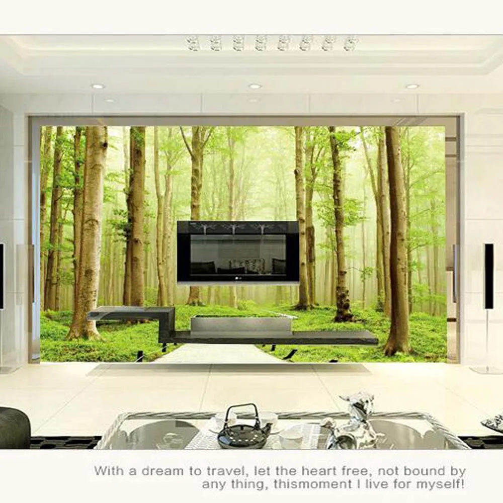 

3d Green forest Landscape Mural Large Photo Wallpaper for Living Room Kids Stereoscopic Modern Luxury Creative