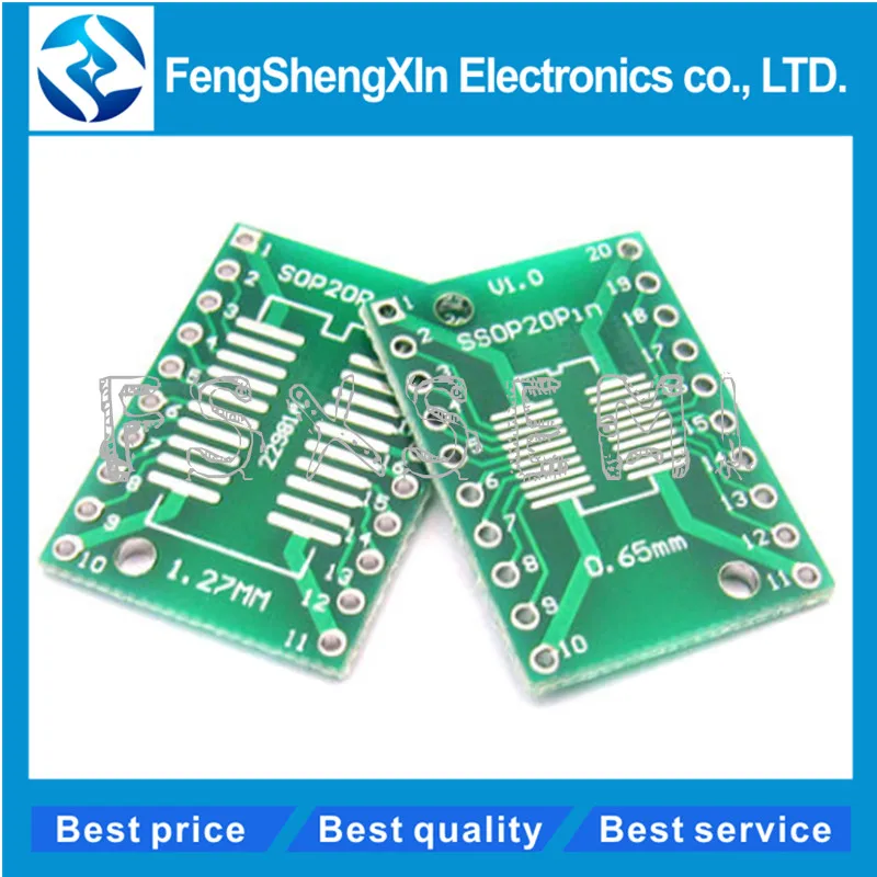 10pcs/lot SOP20 SSOP20 TSSOP20 to DIP20 Pinboard SMD To DIP Adapter 0.65mm/1.27mm to 2.54mm DIP Pin  PCB Transfer Board