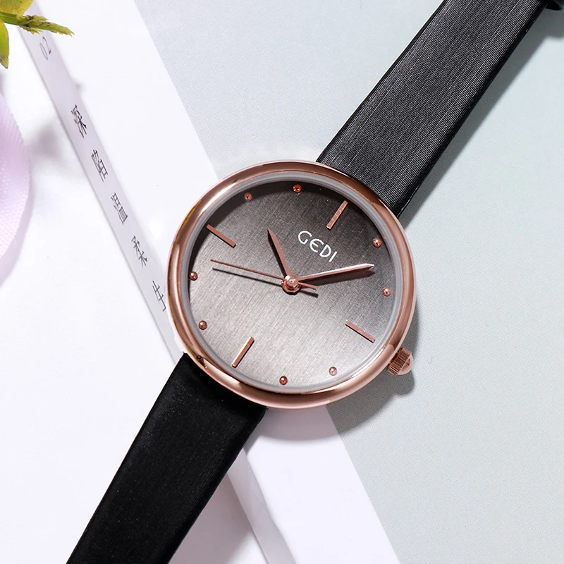 Часы наручные GEDI женские кварцевые, брендовые Роскошные модные наручные с кожаным ремешком, 2019