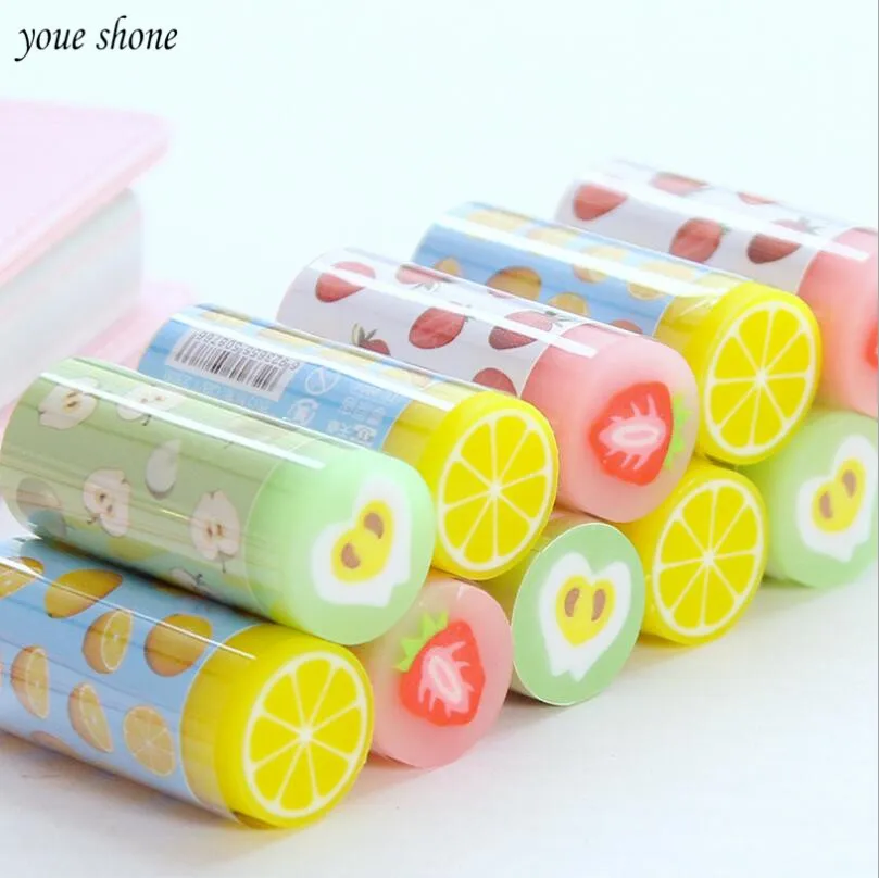 1Pcs/Lots Cartoon Color Stationery Eraser For Study Cute Fruit Series Rubber Earsers Office Material  School Stationery Supplies