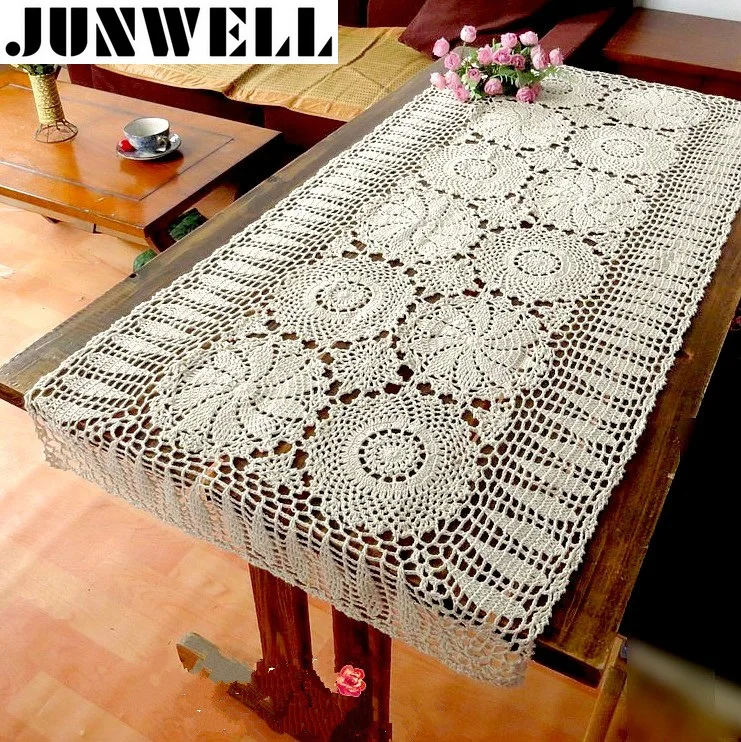 100% Cotton handcraft crochet Tablecloths Shabby Vintage Crocheted Tablecloth Handmade Piano Cover Cotton Lace