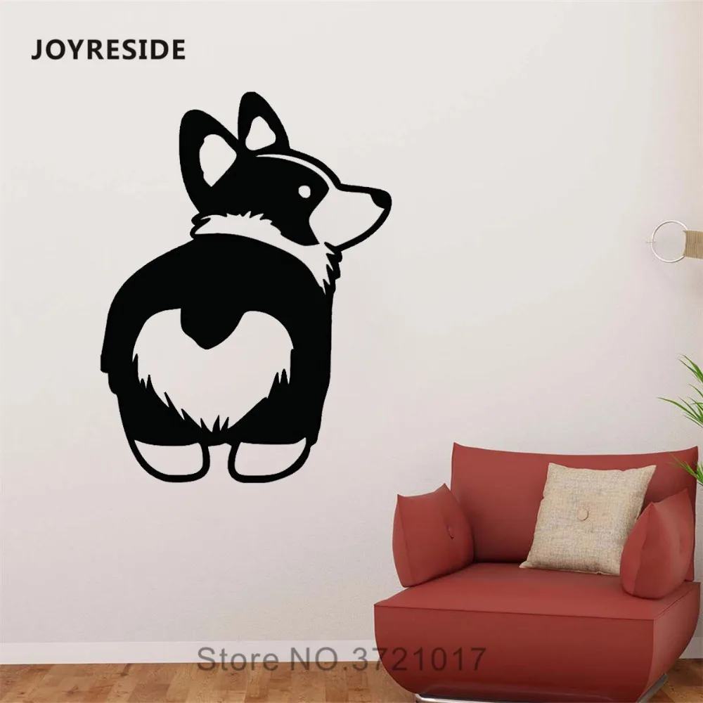 JOYRESIDE Corgi Butt Wall Sticker Decals Vinyl Art Bedroom Living Room Decor Decoration Teen Animal Cute Dog Design Mural A1391