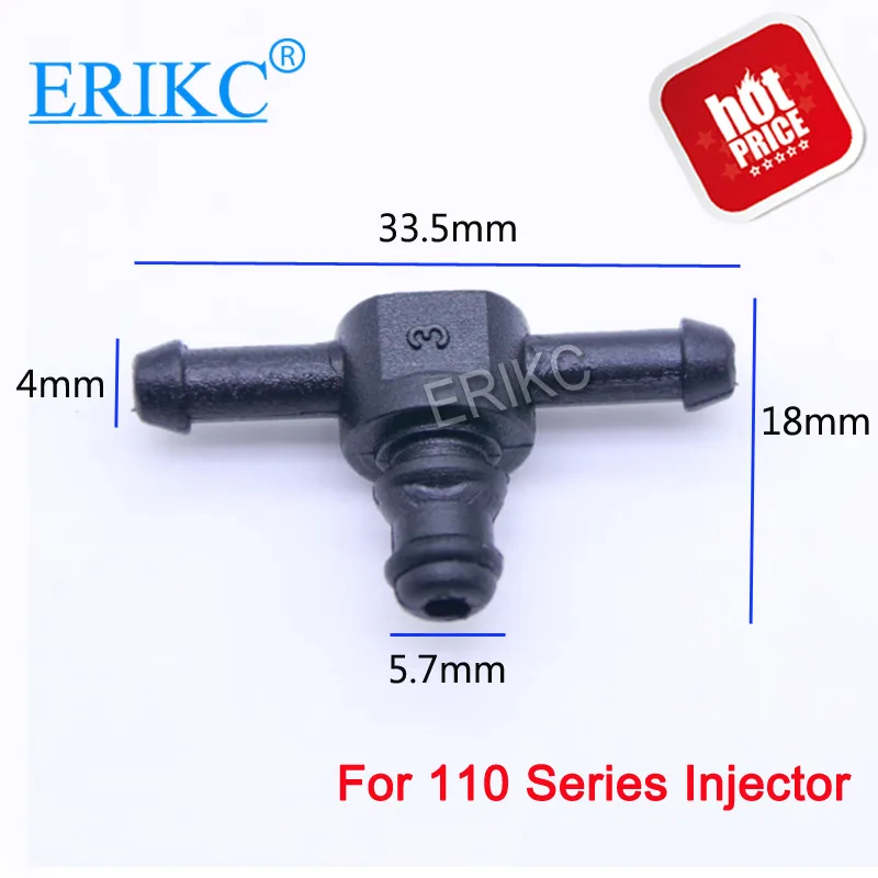 ERIKC Common Rail Injector Return Oil Backflow Pipe Connector T Type Plastic Tee Joint Fitting for 110 Series Injector 10pcs/Bag