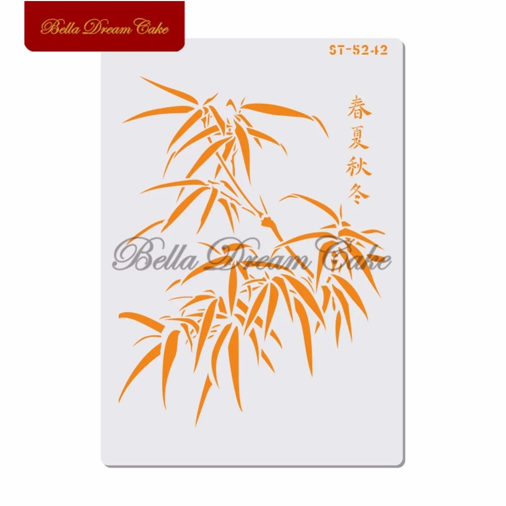 Bamboo Leaves Design Cake Stencil Layering Plastic Stencils DIY Scrapbooking Painting Drawing Stencils Template Cake Tool