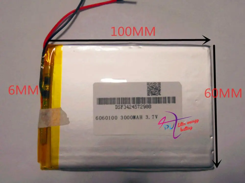 

Размер 6060100, 3,7 в, 3000 мАч, аккумулятор для планшета с защитной платой для планшетных ПК, КПК, внешний аккумулятор