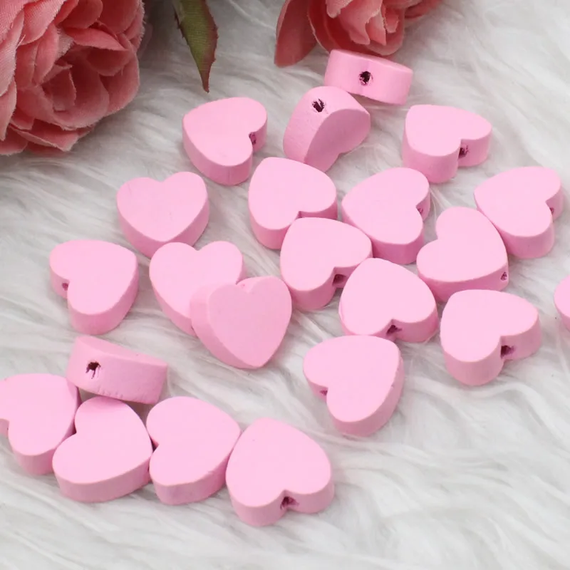 Approx  13x14mm  Wholesale Mixed Color Lead-free Heart Wood Beads for DIY Bracelet/Necklace Hole:approx 2 mm 50pcs/lot (K05436)