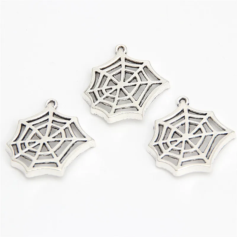 30pcs  Silver Color Spider Web Charm Halloween Gift For Diy Jewelry Making A2941