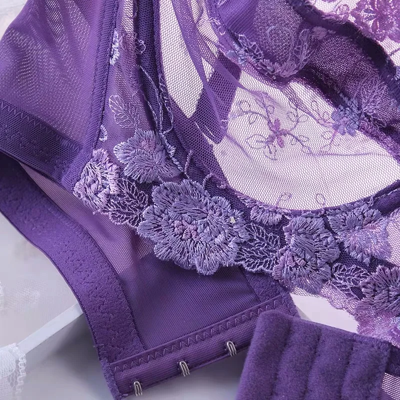 Women's Full Coverage Non Padding Floral Embroidery Underwired Plus Size Lace Bra 34 36 38 40 42 44 46 48 B C D E F G H