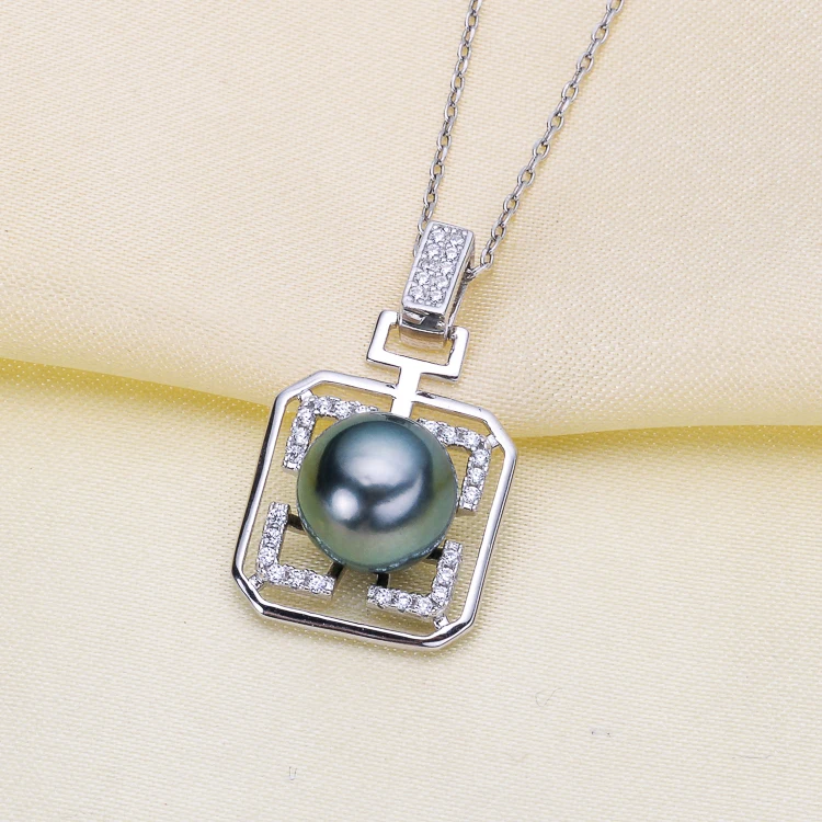 Luxury Square Shape Pearl Pendant Holder S925 Sterling Silver Pearl Pendant Components Silver&Gold Color 3Pieces/Lot