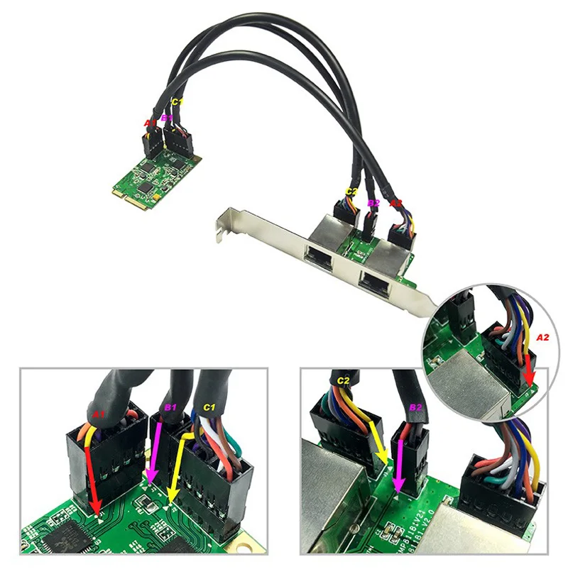 Mini PCI-e 2 Port Gigabit Ethernet karty adapter sieci 10/100/1000 Mb dla serwera