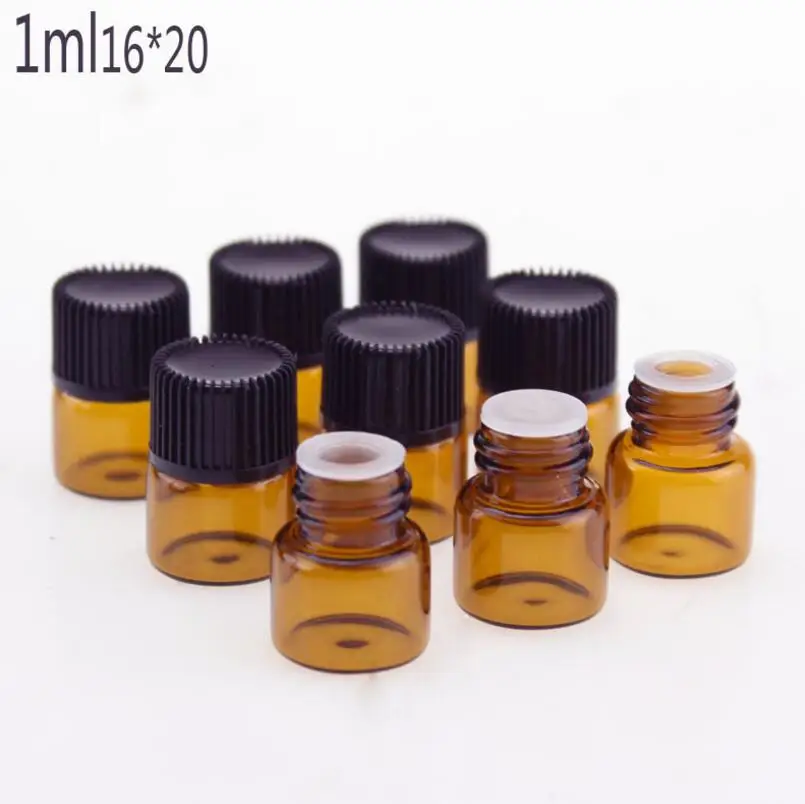 Wholesale 1ML Amber Empty Glass Bottle 1CC Amber Sample Vial Small Essential Oil Bottle