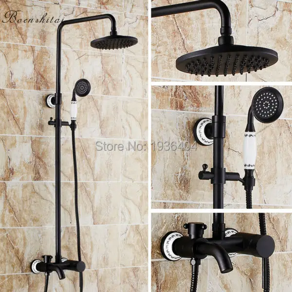 Free shipping Black Shower set Euro Style Wall Mount Shower Mixer with hot&cold crane ST404