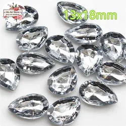 clear Acrylic rhinestones stone tear drop Facets cabochon rhinestones decoration DIY craft 13x18mm no hole