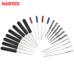 12PCS NAIERDI Lock Pick Set Locksmith Supplies Broken Key Auto Extractor Remove Hooks Stainless Steel DIY Hand Tools Hardware