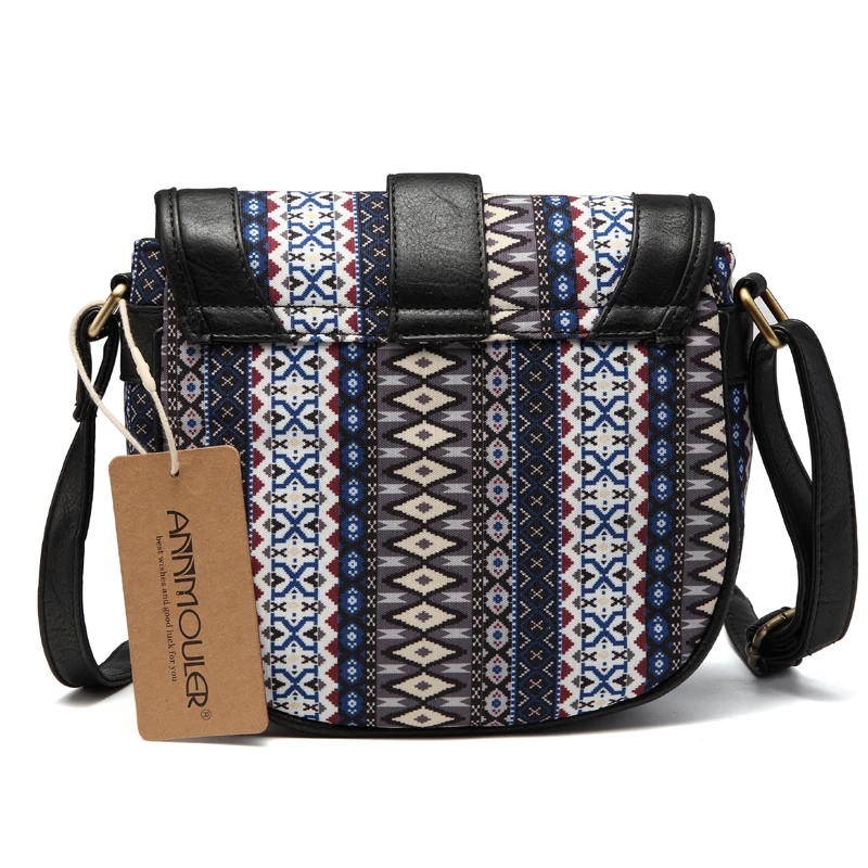 Annmouler New Design Women Shoulder Bag Vintage Small Bag Pu Leather Patchwork Crossbody Bag Bohemian Style Lady Messenger Bag