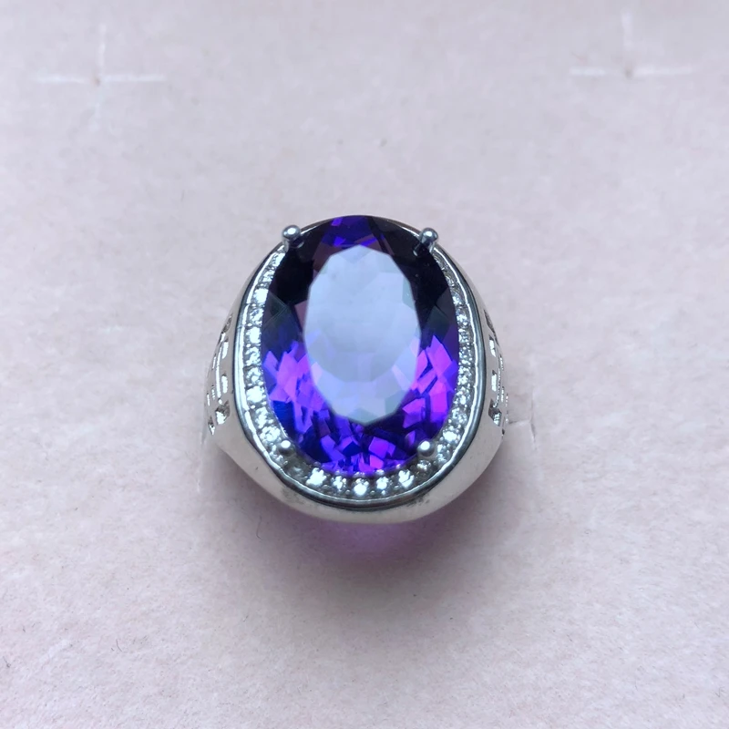 Recommended by the owner, new men's ring, mysterious purple, natural amethyst, made of 925 sterling silver