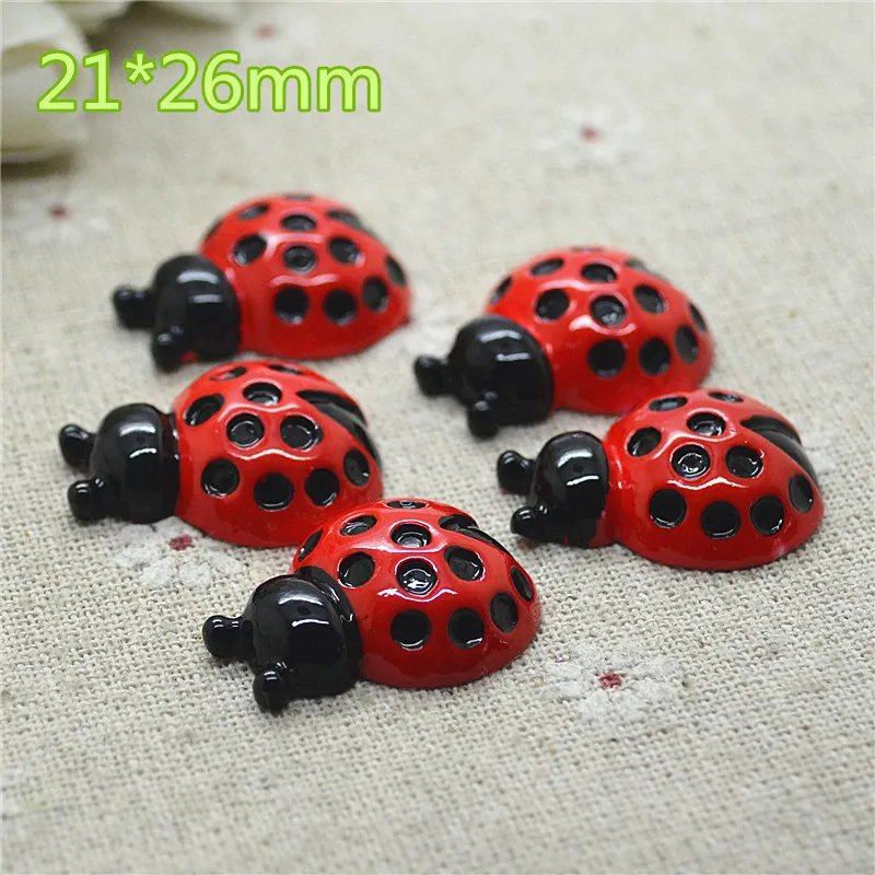 10pcs Resin Flackback ladybird animal insect Cabochon Art Supply Decoration Charm Craft DIY accessories 21x26mm