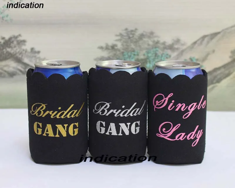 

500pcs/lot Customized Glitter Logo Print Neoprene Stubby Holder Beer Can Cooler Cover Sleeve For Wedding Party Favors Or Gifts