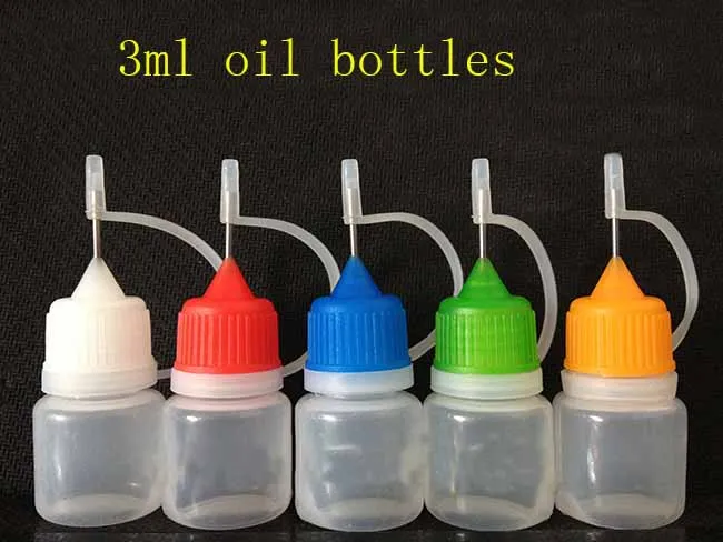 Plastic bottle 3ml Empty Needle Dropper bottle electronic cigarette liquid in bottles e liquid oil bottles 1000pcs/lots