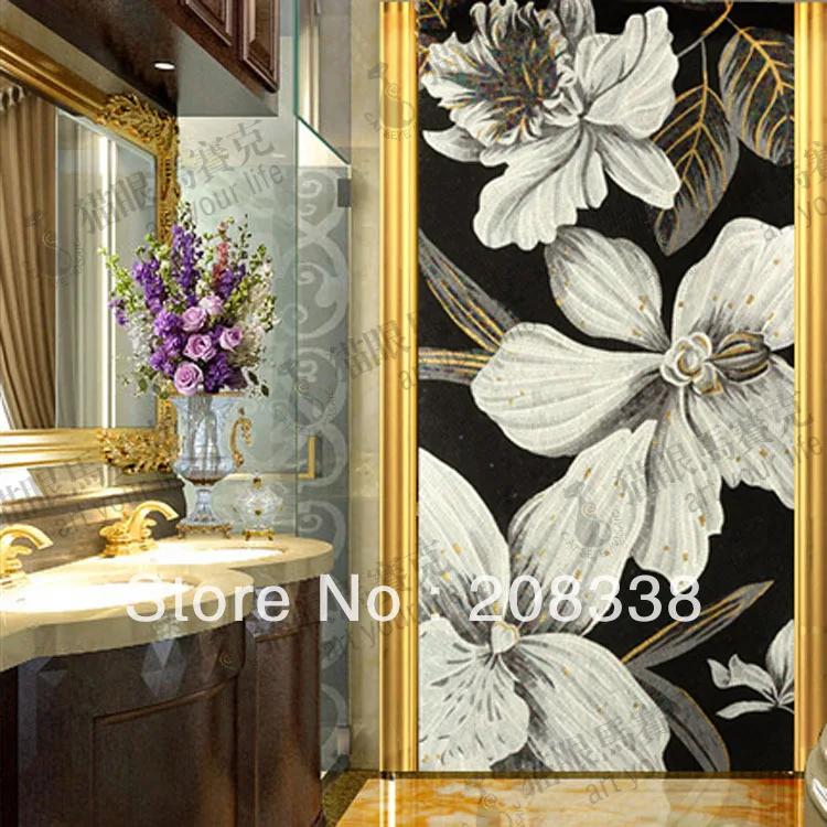 

Magnificent Flowers Glass Mosaic Tile Modern Art Wall Mural