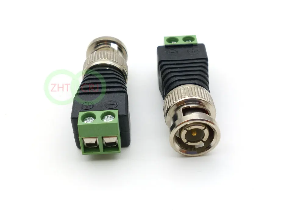 Imagem -05 - Bnc Macho Conector de Vídeo Cctv Coaxial Coaxial Balun para Câmera Adaptador de tv Novo 100 Pcs