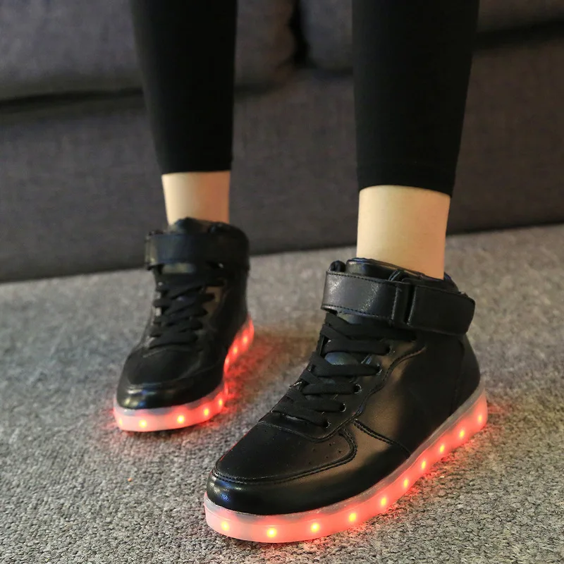 7ipupas High-quality Low price Luminous Sneakers Kids Boys Girls USB Charger Led Light Shoes Unisex High Top Sports for children