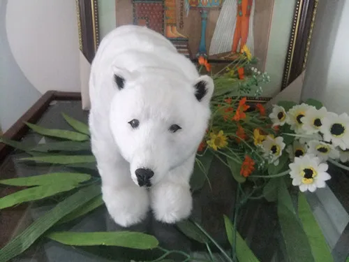 large white polar bear 28x20cm fur model ornament home decoration gift h1378