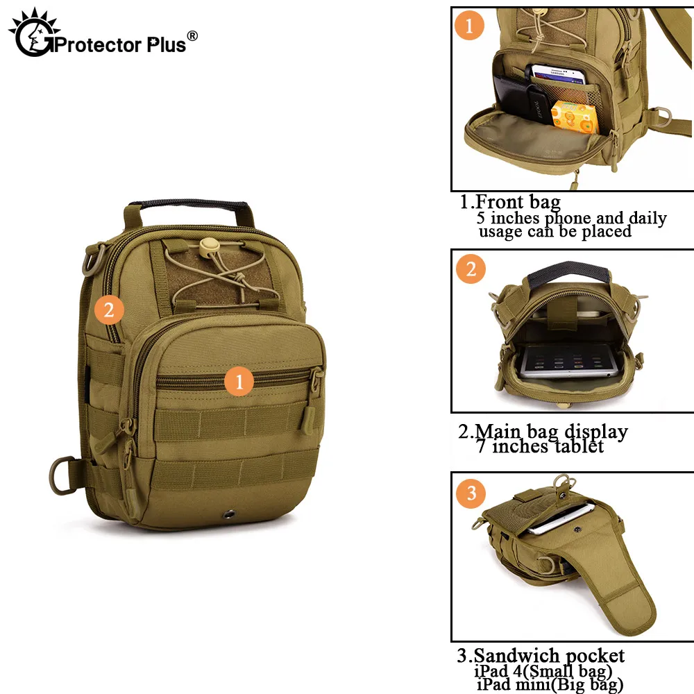 PROTECTOR PLUS Sport Camping Mann Taschen Militär Taktische Rucksack Außen Umhängetaschen Wandern Sling Brust Pack Angeln Tasche