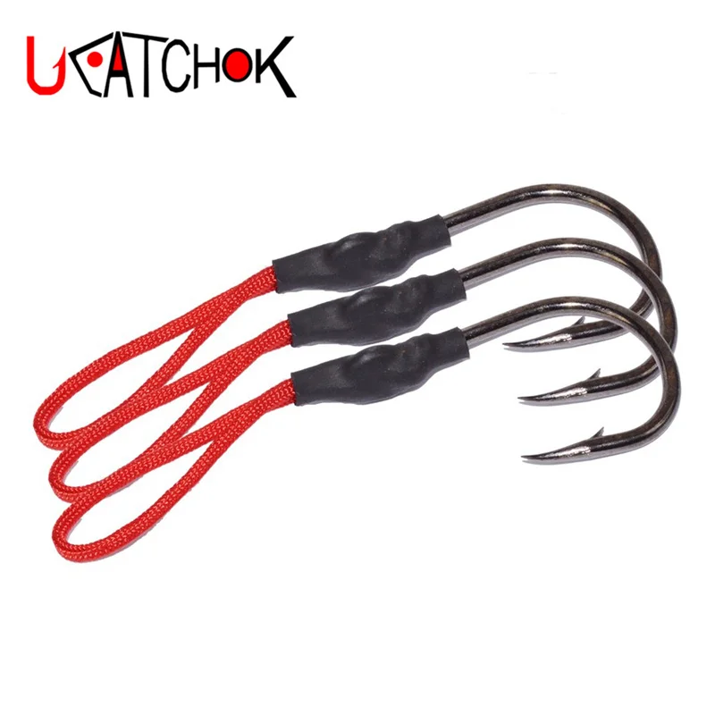 10pcs/lot1/0-8/0 high carbon Stainless Steel Jigging Fishing Hook With PE Line Saltwater Jig Assist Fishhook