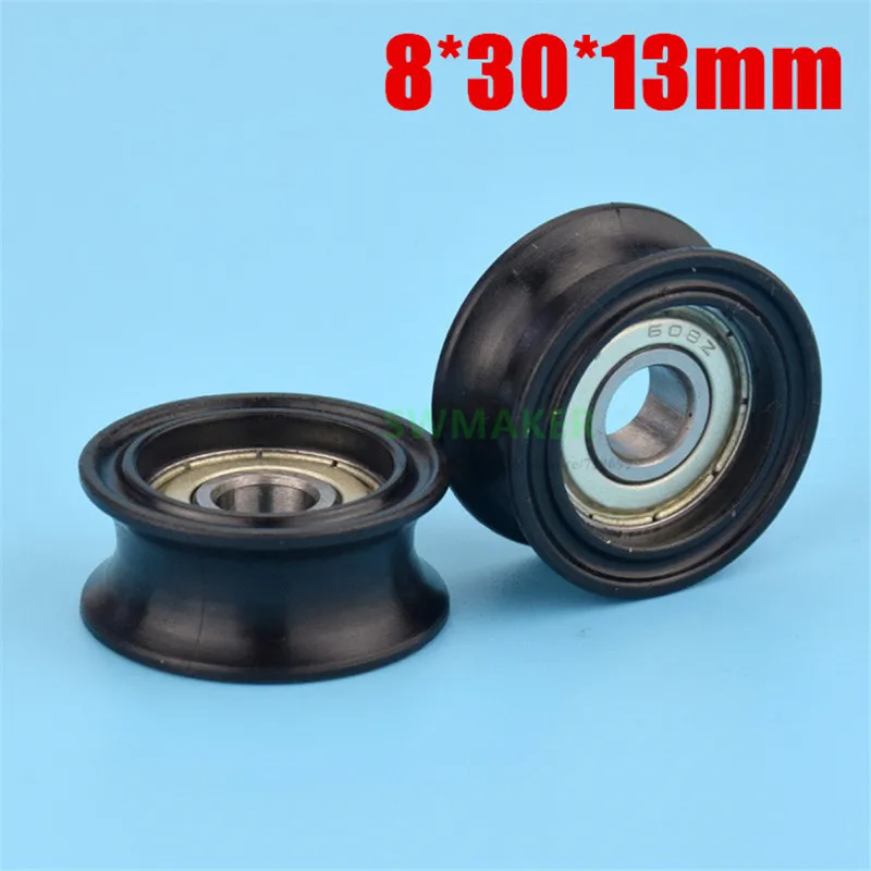 1pcs 8*30*13mm groove U type 608 package plastic bearing pulley, POM, elevator 12mm track wheel