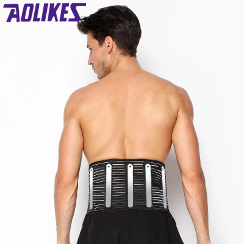 AOLIKES Black Waist Support Brace Belt Lumbar Lower Waist Double Adjustable Back Belt For Pain Relief Gym Sports Accessories