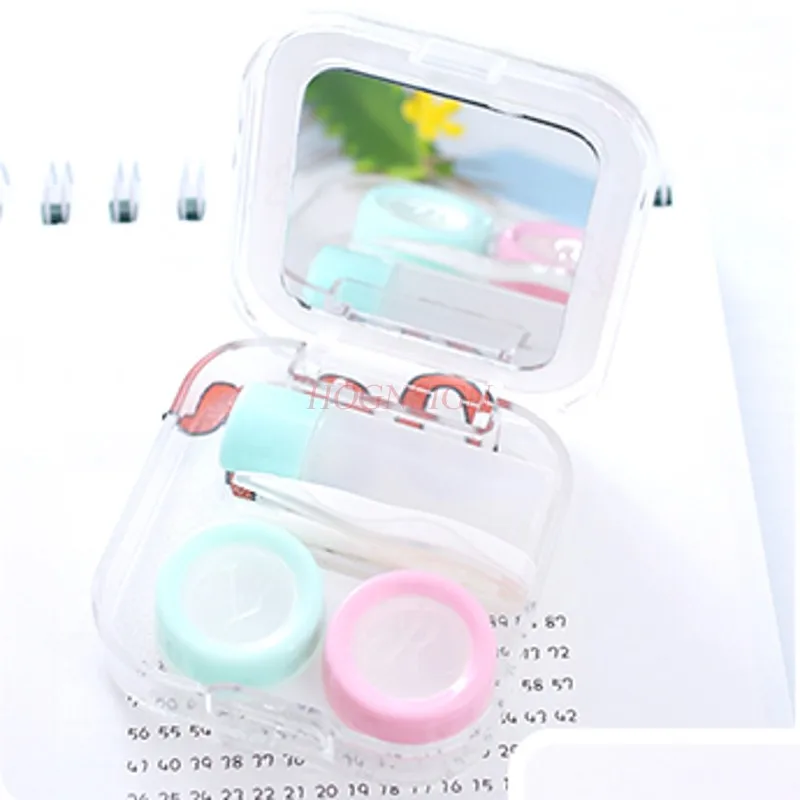 Contactlens Companion Box Leuke Cartoon Bril Opbergdoos Met Spiegel Staaf Schoonheidsverzorging Box Verkoop