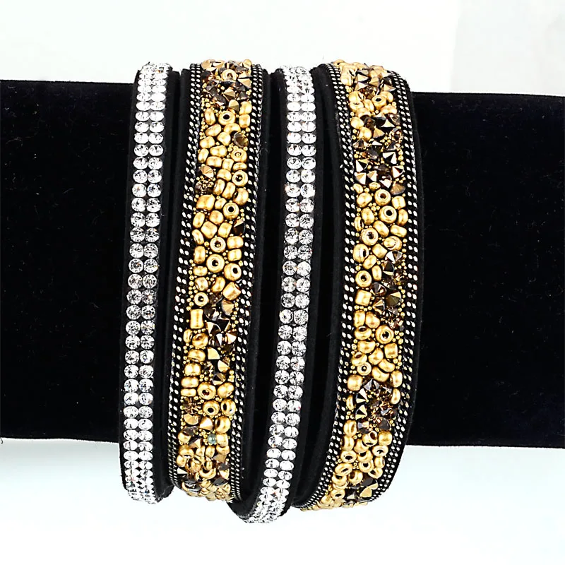 New Arrival Double Wrap Bracelets With Pave Full Crystal Rhinestones Crystal Bracelets Glass Seedbeads Bracelets Braccialetto