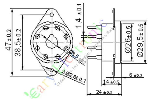 Wholesale and retail 4pc 8pin PCB Ceramic vacuum tube sockets valve base Fr KT88 EL34 6550 6SN7 audio free shipping