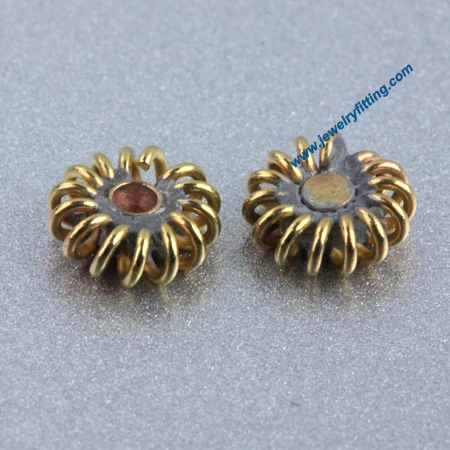 

All kinds of jewelry findings supplier Raw brass colowire twist feature beads Spacer beads handmade 6.5mm