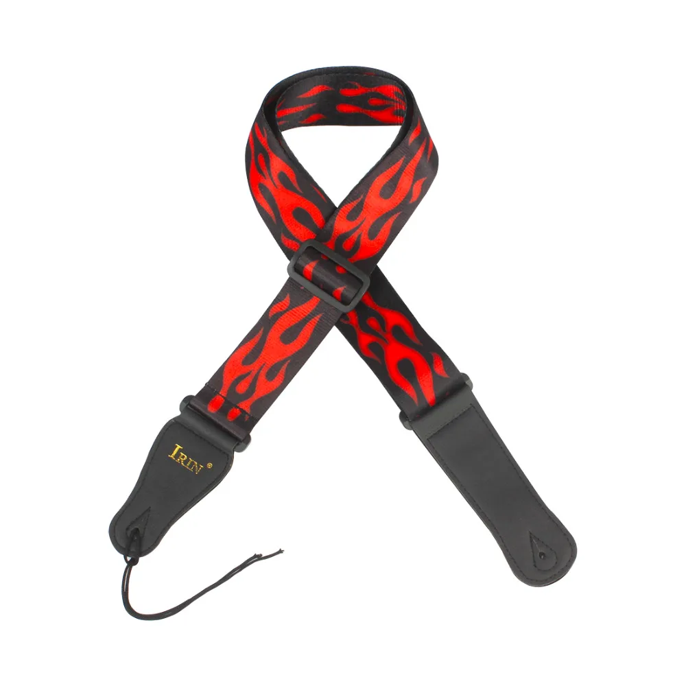 

Adjustable Guitar Strap Red Flame Pattern Guitar Strap Belt with Leather Ends for Acoustic Folk Electric Guitar Bass