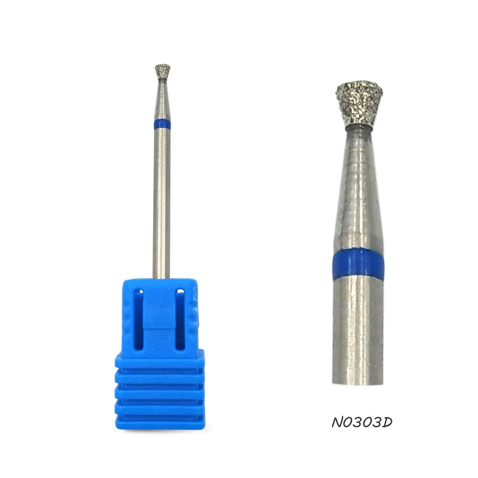 HYTOOS Inverted Cone Diamond Nail Drill Bit Rotary Burr Cuticle Clean 3/32" Manicure Cutters Drill Accessories Nail Mills