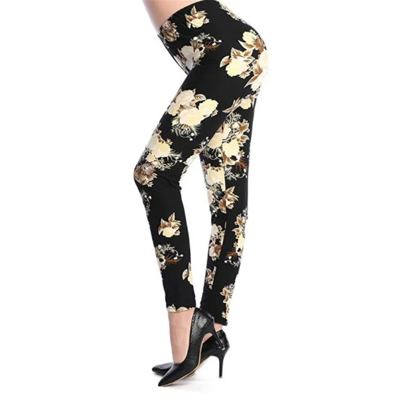 YSDNCHI Fitness Trousers Flower Print Leggings Women Pants Top Quality Casual Mid New Arrived Seamless Sport Leggins