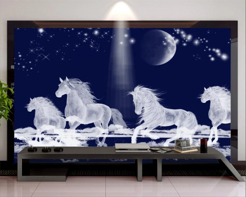 Beibehang Custom Wallpaper Home Decorative Mural HD Stereo Running Horse TV Wall Background mural 3d wallpaper papel de parede