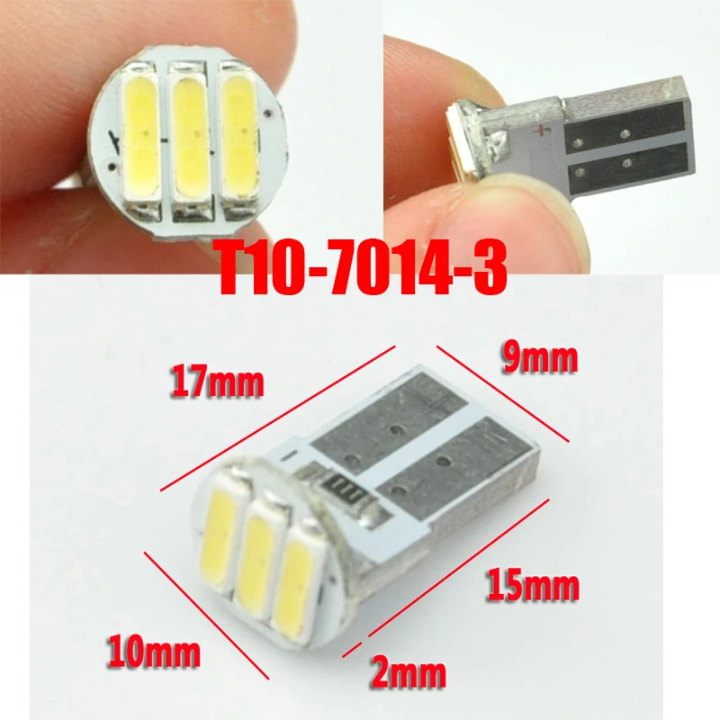 AutoEC T10 W5W 7014 3smd LED T15 158 168 192 193 194 2825 Car Auto Instrument led Wedge Light Lamp Bulb 12v 300x #LB74