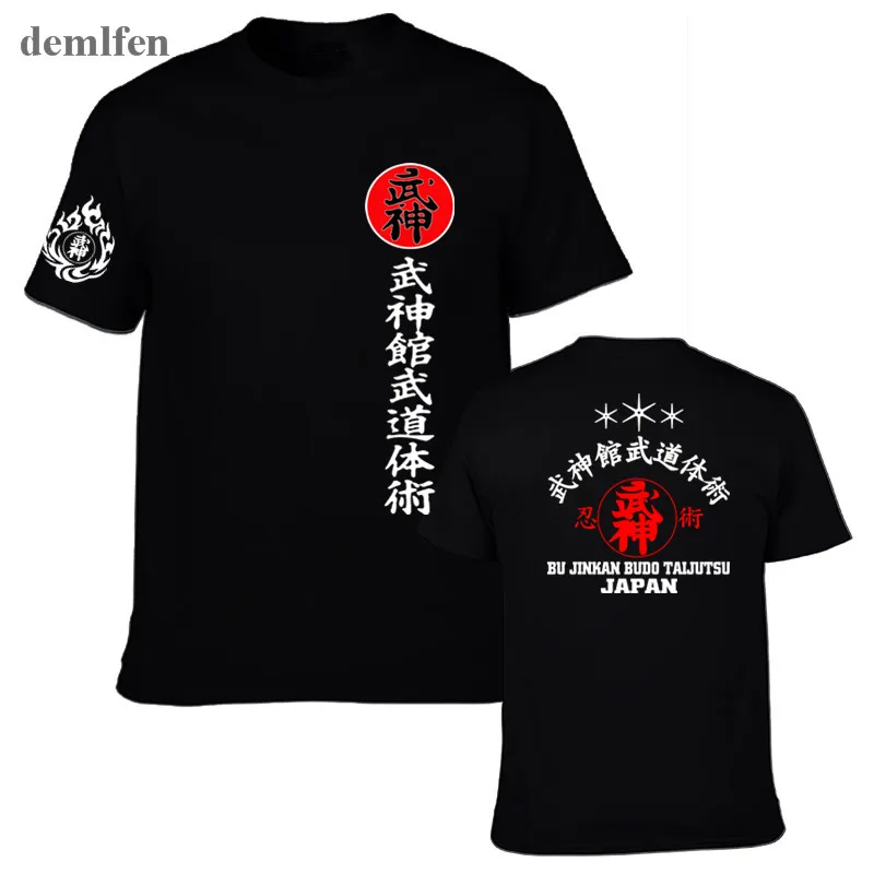 New Japan Samurai T Shirt Men Shotokan Karate Bujinkan Dojo Pro Wrestling Shinobi T-shirt Tops Ninjutsu Kanji Shirts Cotton Tees