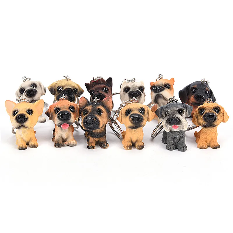 Woman Lovely Pet Dogs Key Ring Keychains Gift 3D Resin Animal Dog Jewelry Key Chain Hot Selling