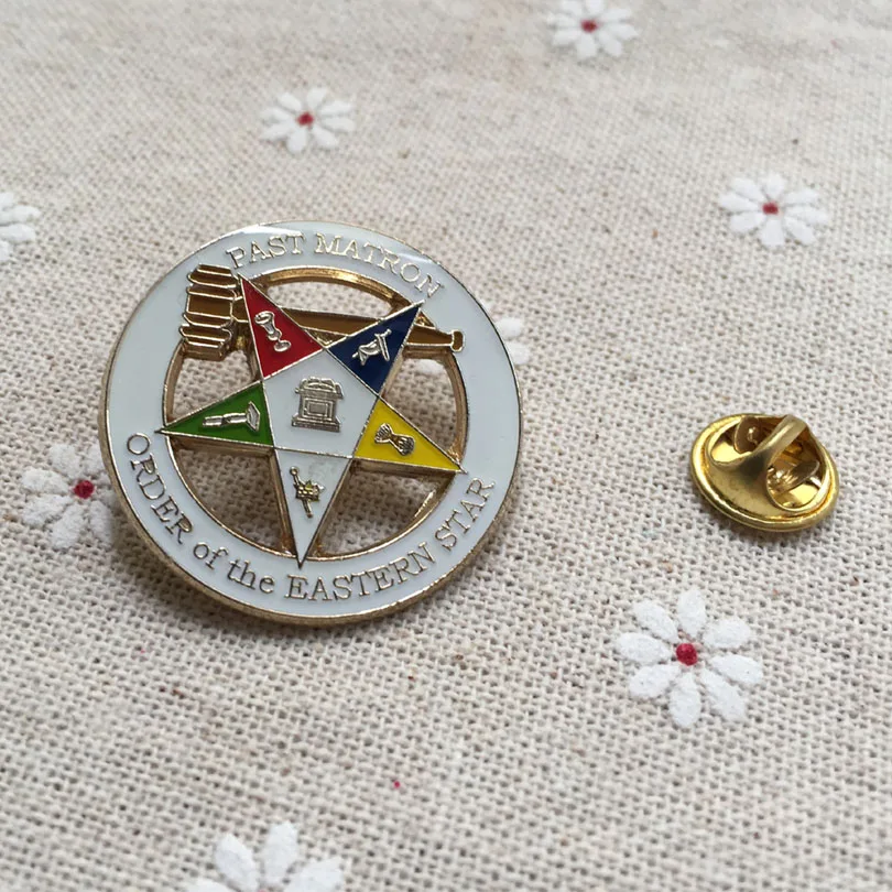 

10pcs Custom Wholesale Masonic Enamel Pin Badges Freemasonry Lapel Pin Past Matron Order of the Eastern Star Brooches