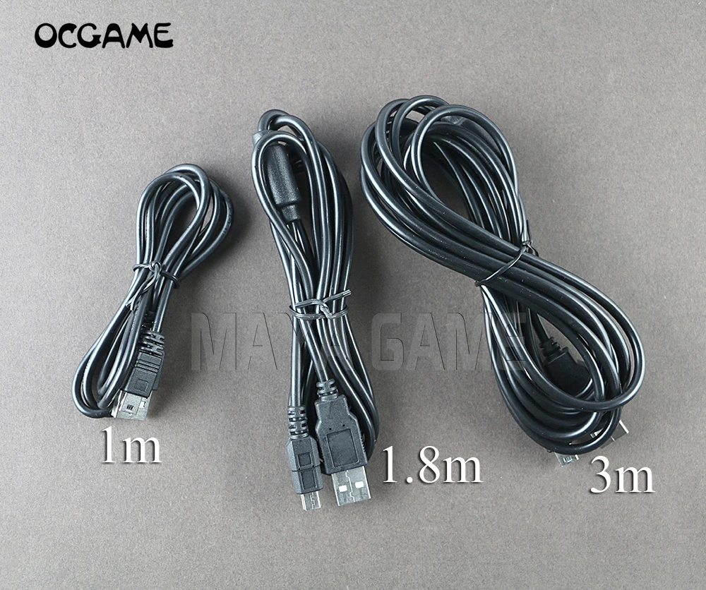 OCGAME 30pcs/lot 100cm 180cm 300cm Black USB Charging Cord Game Controller Data Charger Cable for Playstation 3 PS3 Controller