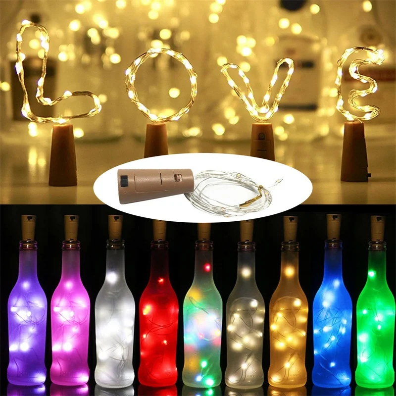 3.28FT 1M 10 LED Cork Shaped Copper Wire String Light Wine Bottle LR44 Battery Wine Bottle for Glass Craft Xmas Party Decoration