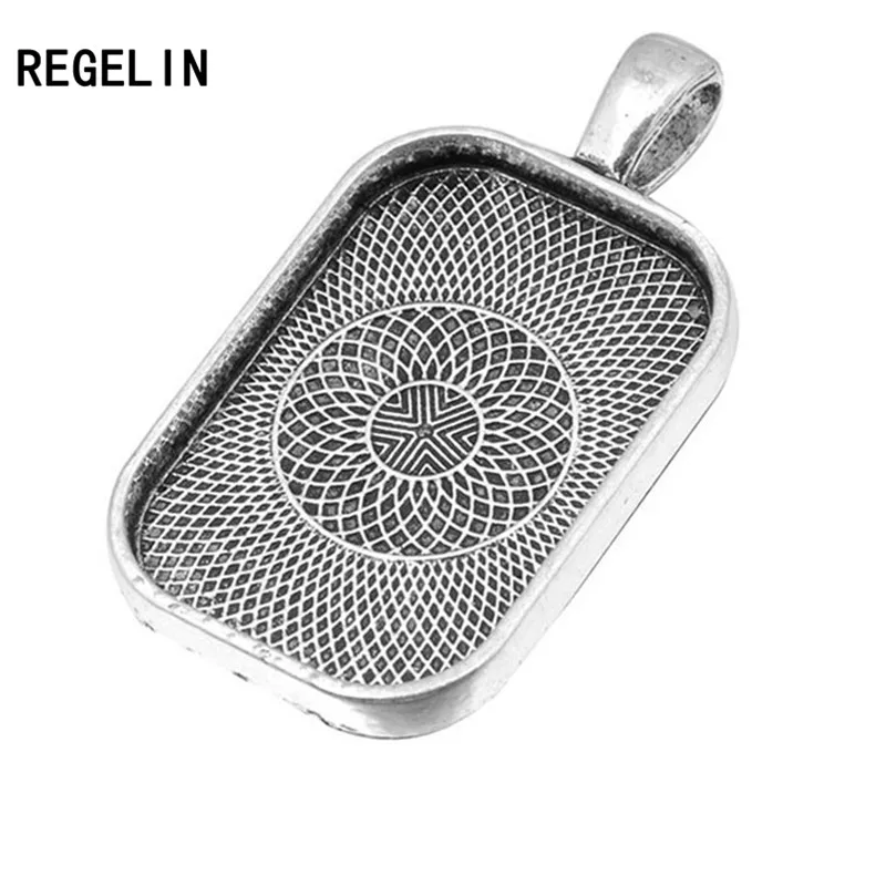 REGELIN prostokąt cabochon baza wisiorek ustawienie tace DIY puste biżuteria ramek Fit 20x30mm Cabochons 10 sztuk DIY ocena biżuteria