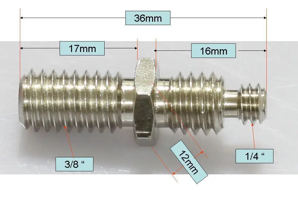 1x 3/8" male to 1/4" Male Threaded with hex nut Adapter for tripod etc. camera