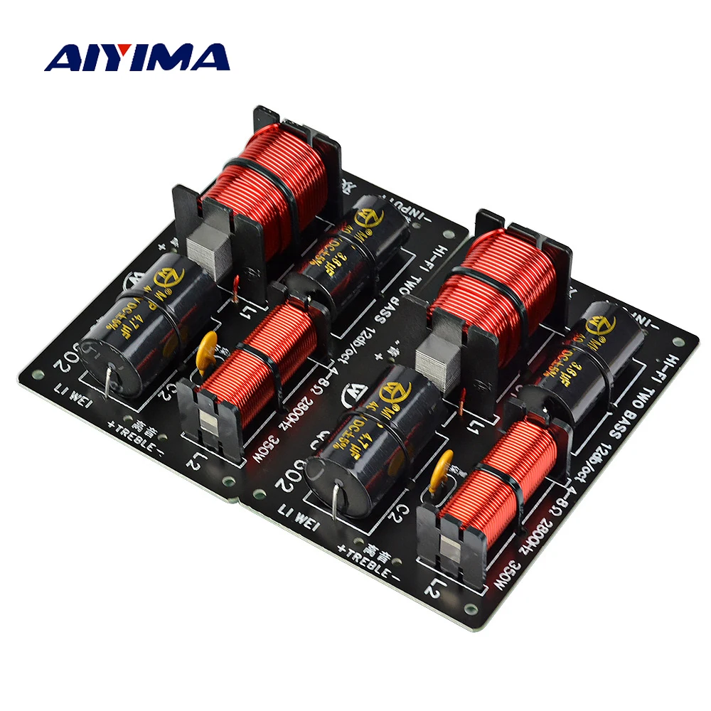 

AIYIMA 2PCS 350W Speaker Crossover Treble +Dual Bass 3 Ways Frequency Divider For 4-8 Ohm Speakers Filter 12dB 2800Hz 700W